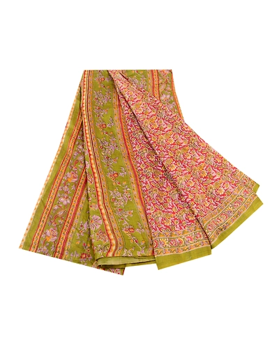 Sanskriti Vintage Red Indian Sarees Printed Pure Silk Sari Floral Craft Fabric, PR-59365-Red-Printed Floral Design-Pure Silk-6