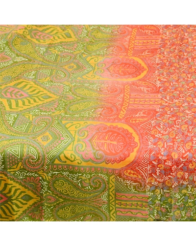 Sanskriti Vintage Orange Indian Sarees Printed Pure Silk Sari Soft Craft Fabric, PR-59375-Orange-Printed Floral Design-Pure Silk-3