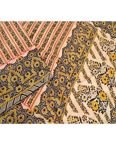 Sanskriti Vintage Black Sarees 100% Pure Silk Printed Sari 5Yd Soft Craft Fabric, PR-59392-Black-Printed Floral Design-Pure Silk-2