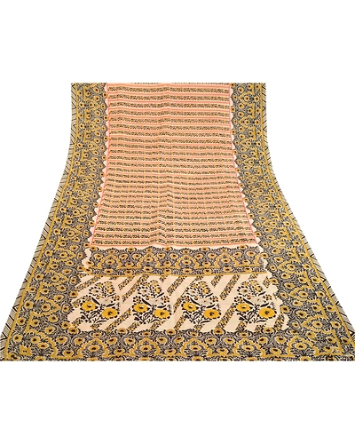 Sanskriti Vintage Black Sarees 100% Pure Silk Printed Sari 5Yd Soft Craft Fabric, PR-59392-Black-Printed Floral Design-Pure Silk-7