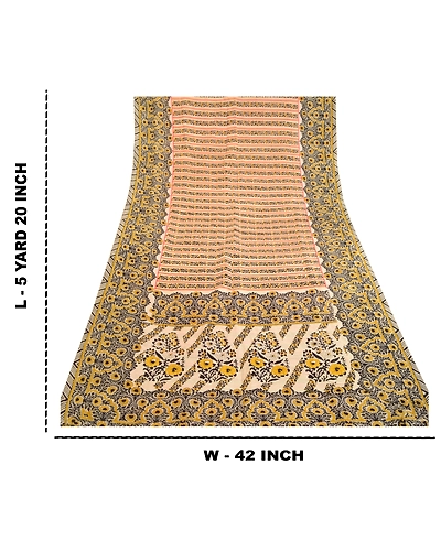 Sanskriti Vintage Black Sarees 100% Pure Silk Printed Sari 5Yd Soft Craft Fabric, PR-59392-Black-Printed Floral Design-Pure Silk-8