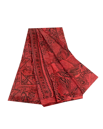 Sanskriti Vintage Dusty Red Sarees Pure Silk Printed Sari Soft 5Yd Craft Fabric, PR-59397-Dusty Red-Printed Floral Design-Pure Silk-6