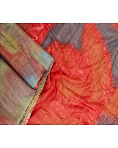 Sanskriti Vintage Multi Sarees 100% Pure Silk Printed Sari Soft 5Yd Craft Fabric, PR-59401-Multi-Printed Floral Design-Pure Silk-1