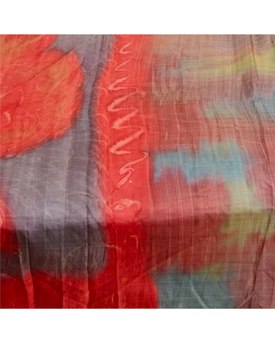 Sanskriti Vintage Multi Sarees 100% Pure Silk Printed Sari Soft 5Yd Craft Fabric, PR-59401-Multi-Printed Floral Design-Pure Silk-3