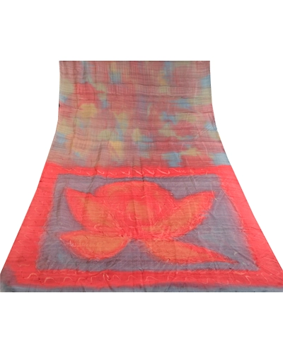 Sanskriti Vintage Multi Sarees 100% Pure Silk Printed Sari Soft 5Yd Craft Fabric, PR-59401-Multi-Printed Floral Design-Pure Silk-7