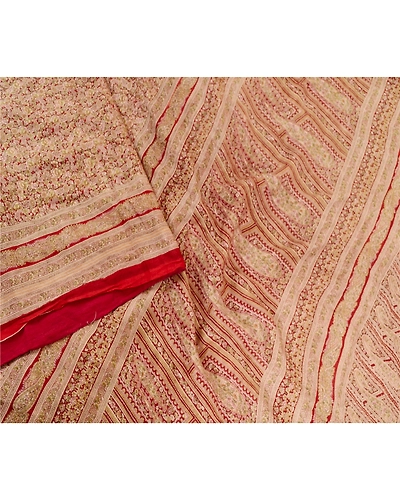 Sanskriti Vintage Red Sarees 100% Pure Silk Printed Sari Soft 5Yd Craft Fabric, PR-59417-Dark Red-Printed Floral Design-Pure Silk-2