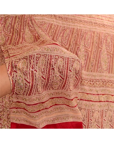 Sanskriti Vintage Red Sarees 100% Pure Silk Printed Sari Soft 5Yd Craft Fabric, PR-59417-Dark Red-Printed Floral Design-Pure Silk-5