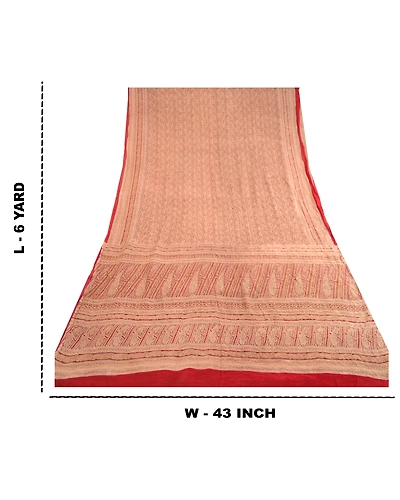 Sanskriti Vintage Red Sarees 100% Pure Silk Printed Sari Soft 5Yd Craft Fabric, PR-59417-Dark Red-Printed Floral Design-Pure Silk-8