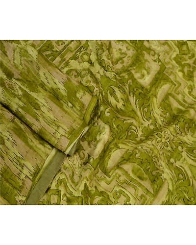 Sanskriti Vintage Green Sarees 100% Pure Silk Printed Sari Floral Craft Fabric, PR-59434-Green-Printed Floral Design-Pure Silk-1