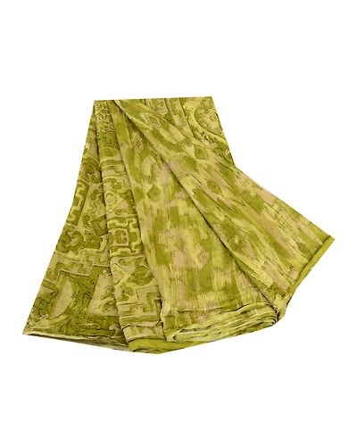 Sanskriti Vintage Green Sarees 100% Pure Silk Printed Sari Floral Craft Fabric, PR-59434-Green-Printed Floral Design-Pure Silk-6