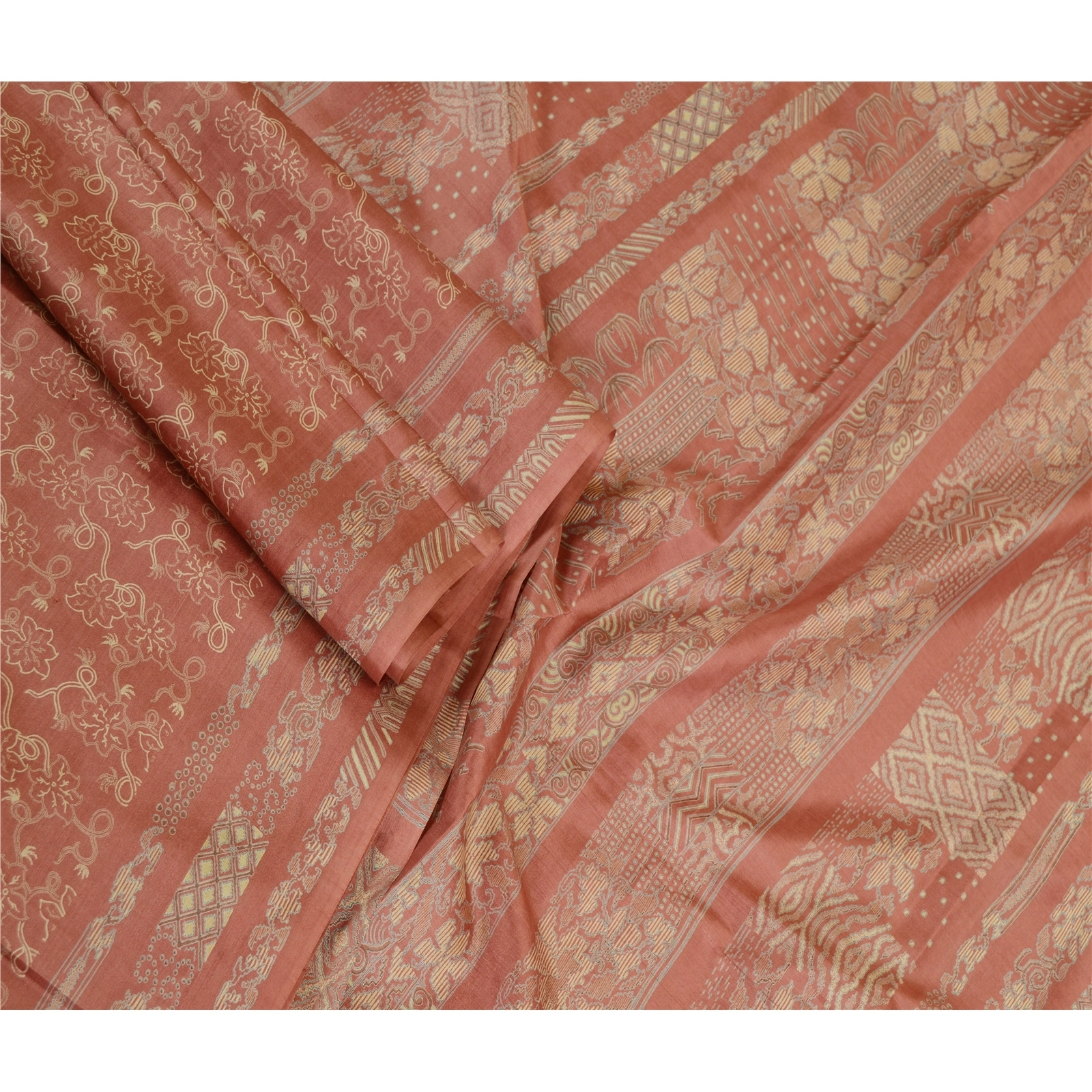 Sanskriti Vintage Dusty Pink Indian Printed Sarees Pure Silk Sari Craft Fabric, PR-59453-Dusty Pink-Printed Floral Design-Pure Silk-1