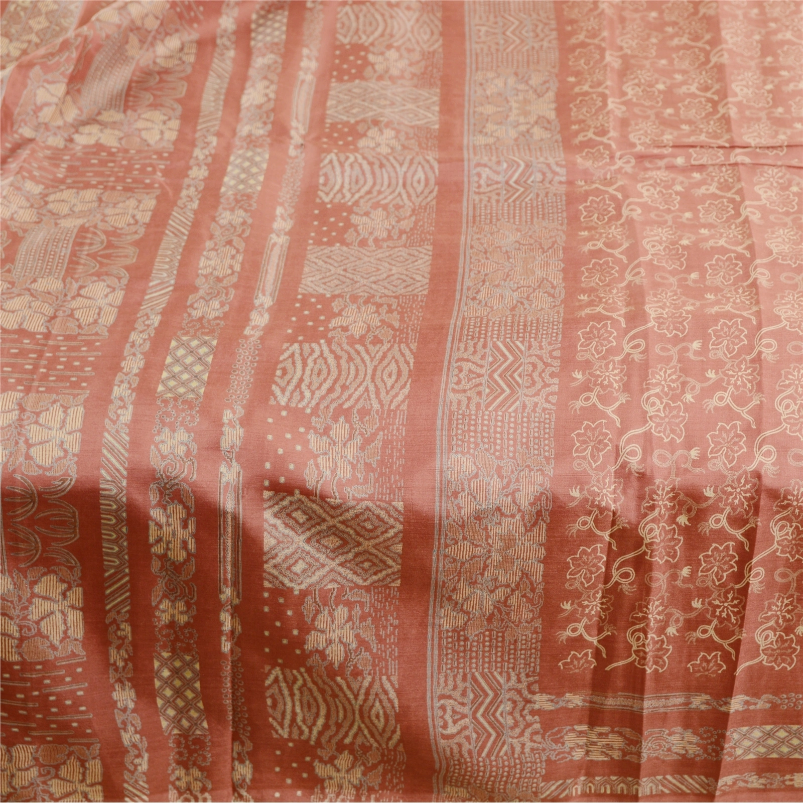 Sanskriti Vintage Dusty Pink Indian Printed Sarees Pure Silk Sari Craft Fabric, PR-59453-Dusty Pink-Printed Floral Design-Pure Silk-3