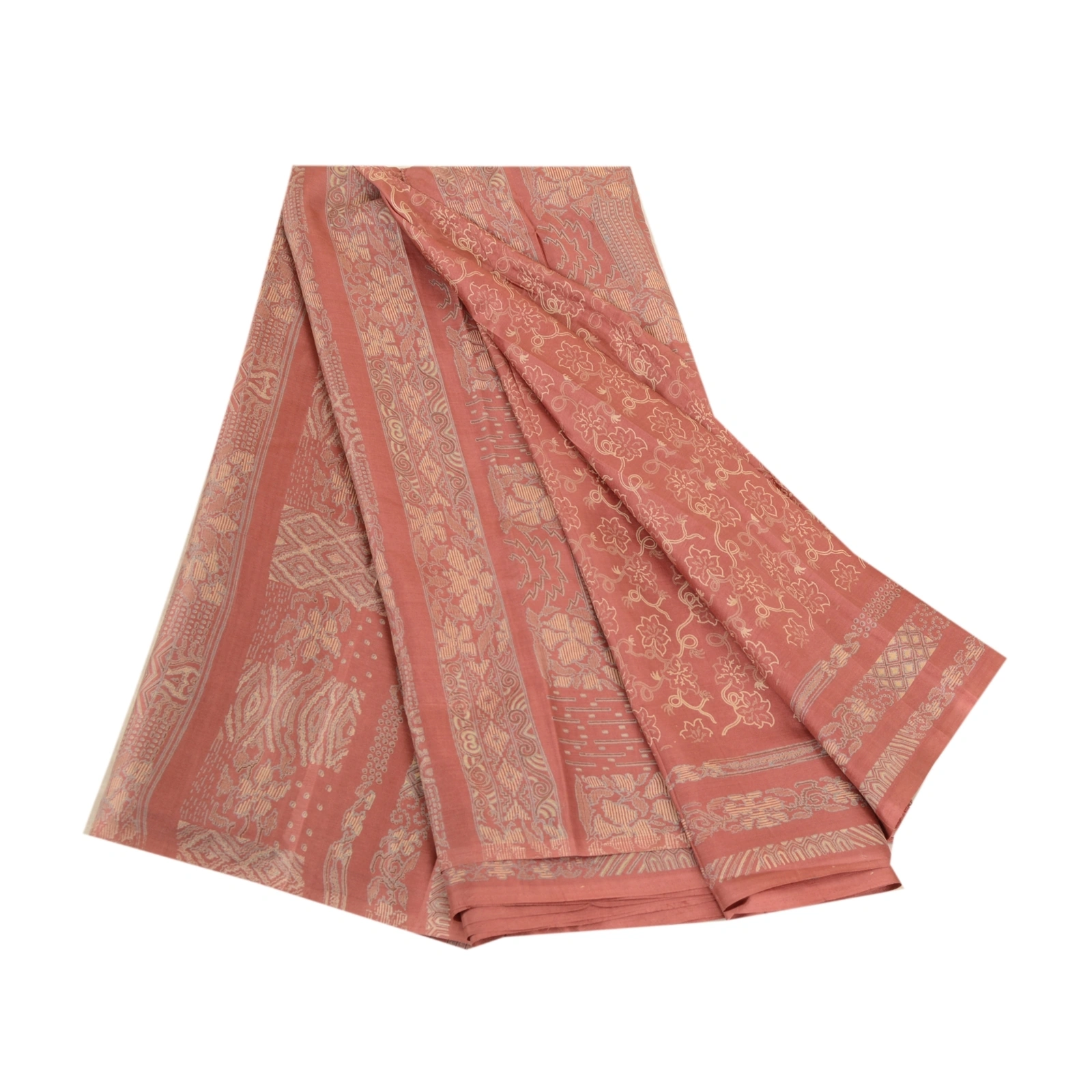 Sanskriti Vintage Dusty Pink Indian Printed Sarees Pure Silk Sari Craft Fabric, PR-59453-Dusty Pink-Printed Floral Design-Pure Silk-6