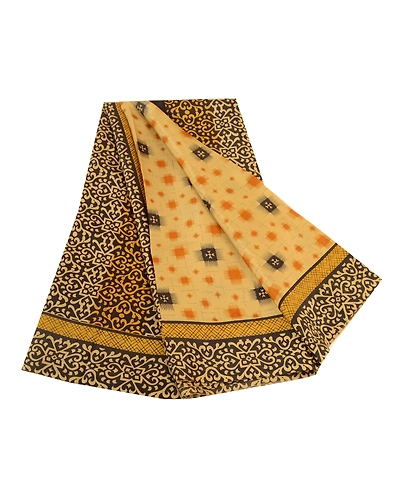 Sanskriti Vintage Beige Indian Printed Sarees Pure Silk Sari Floral Craft Fabric, PR-59455-Beige-Printed Floral Design-Pure Silk-6