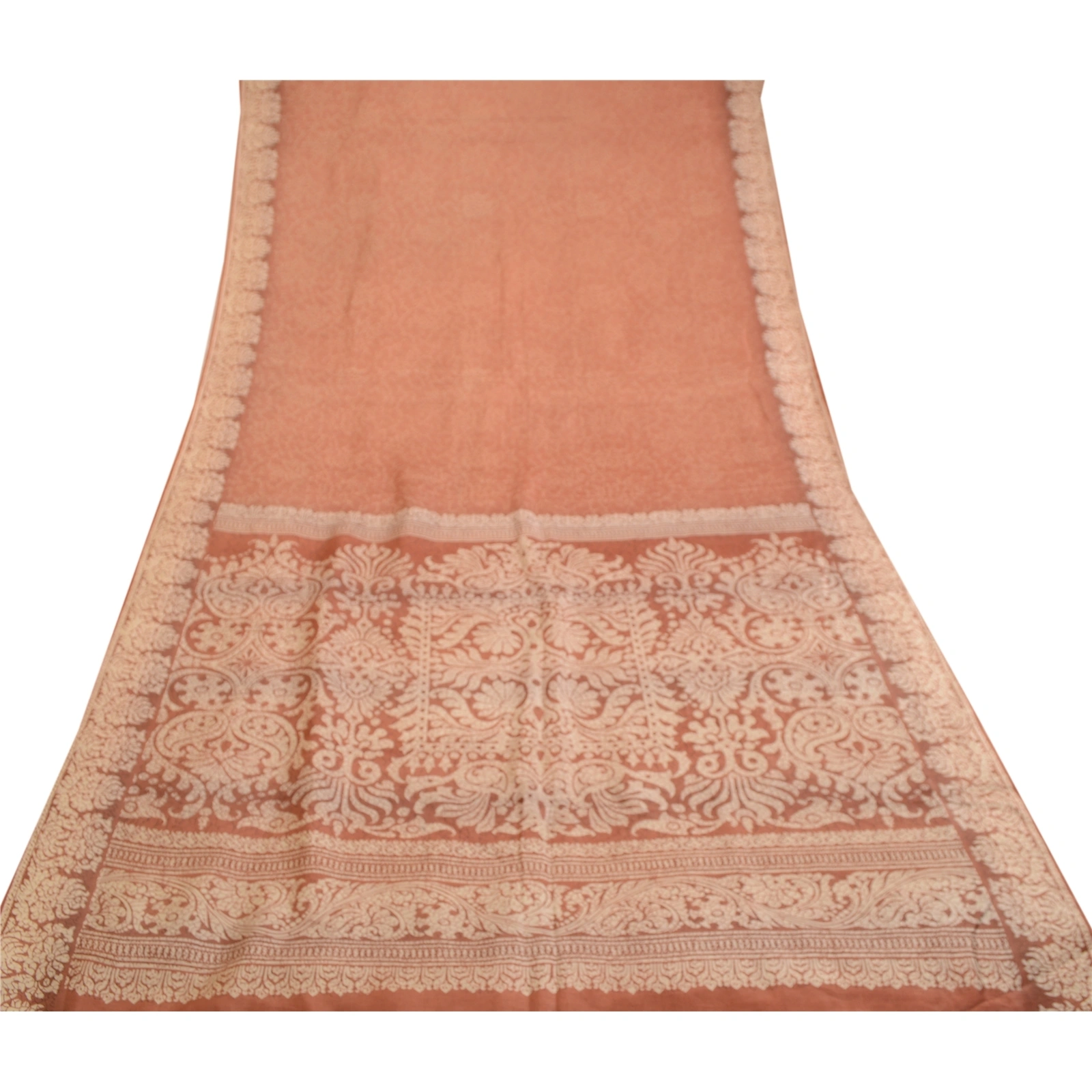 Sanskriti Vintage Brown Printed Sarees 100% Pure Silk Sari Floral Craft Fabric, PR-59458-Brown-Printed Floral Design-Pure Silk-8