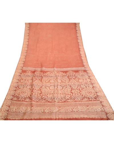 Sanskriti Vintage Brown Printed Sarees 100% Pure Silk Sari Floral Craft Fabric, PR-59458-Brown-Printed Floral Design-Pure Silk-8