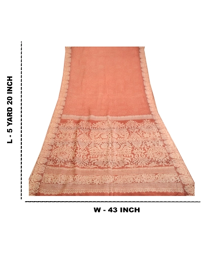 Sanskriti Vintage Brown Printed Sarees 100% Pure Silk Sari Floral Craft Fabric, PR-59458-Brown-Printed Floral Design-Pure Silk-9