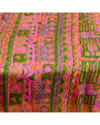Sanskriti Vintage Pink Sarees Pure Silk Printed Woven Sari Soft 5Yd Craft Fabric, PR-59495-Pink-Printed Floral Design-Pure Silk-3