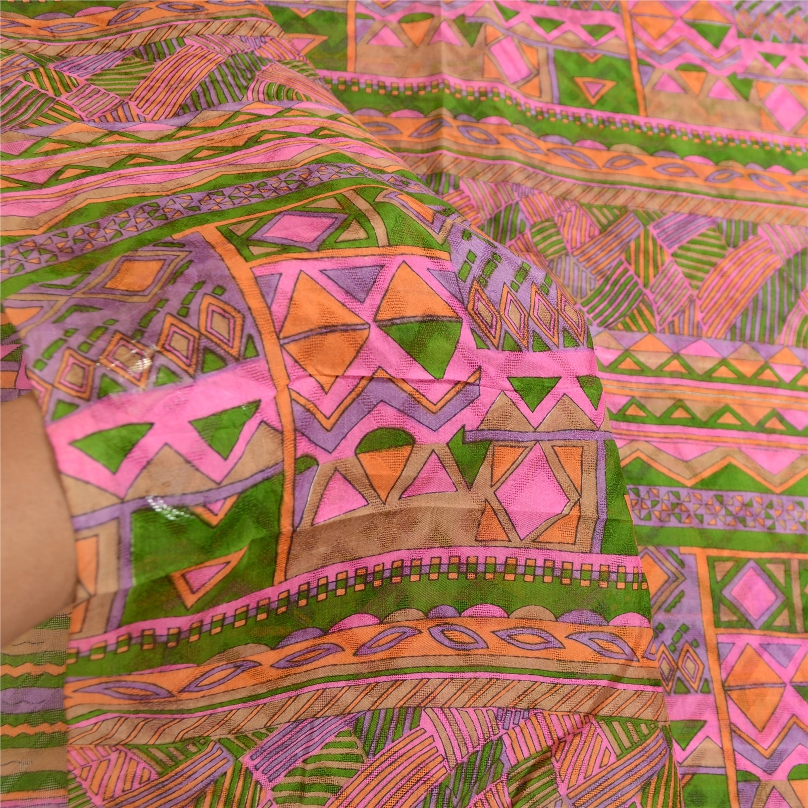 Sanskriti Vintage Pink Sarees Pure Silk Printed Woven Sari Soft 5Yd Craft Fabric, PR-59495-Pink-Printed Floral Design-Pure Silk-5