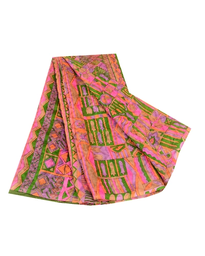 Sanskriti Vintage Pink Sarees Pure Silk Printed Woven Sari Soft 5Yd Craft Fabric, PR-59495-Pink-Printed Floral Design-Pure Silk-6