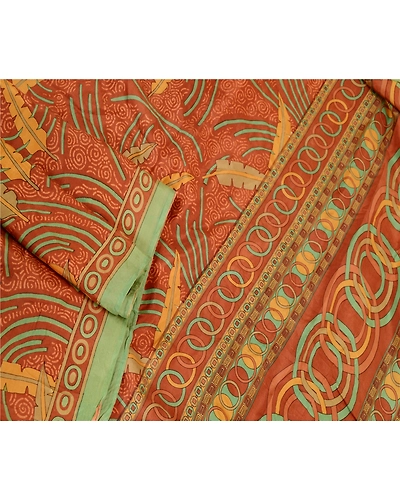 Sanskriti Vintage Brown Sarees Indian Pure Silk Printed Sari Soft Craft Fabric, PR-59505-Brown-Printed Floral Design-Pure Silk-2