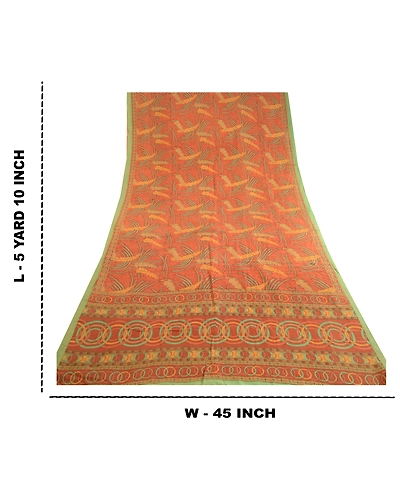 Sanskriti Vintage Brown Sarees Indian Pure Silk Printed Sari Soft Craft Fabric, PR-59505-Brown-Printed Floral Design-Pure Silk-9