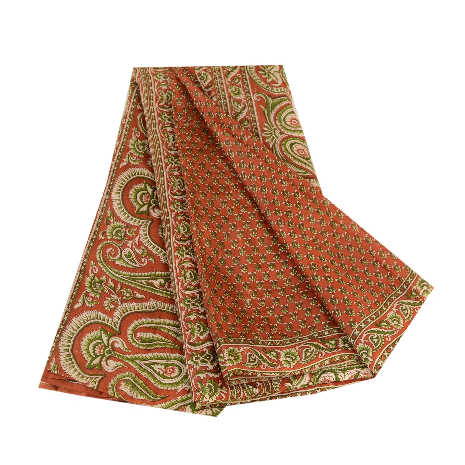 Sanskriti Vintage Orange 100% Sarees Pure Silk Printed Sari Floral Craft Fabric, PR-59523-Orange-Printed Floral Design-Pure Silk-6