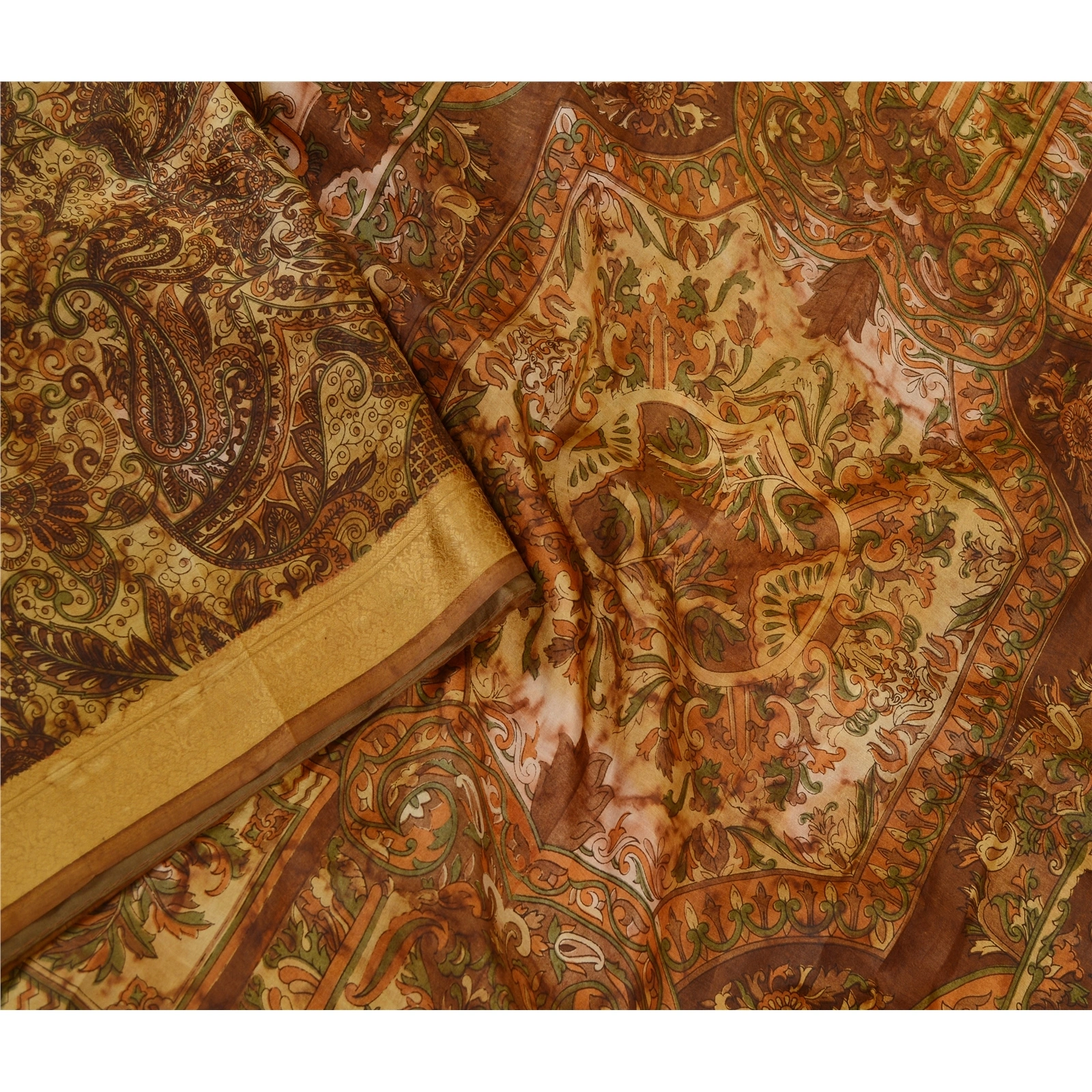 Sanskriti Vintage Multi Sarees Printed 100% Pure Silk Sari Soft 5Yd Craft Fabric, PR-59570-Multi-Printed Floral Design-Pure Silk-2