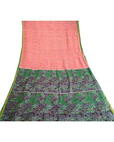 Sanskriti Vintage Pink Printed Sarees Pure Silk Zari Border Sari Craft Fabric, PR-59662-Pink-Printed Floral Design-Pure Silk-7