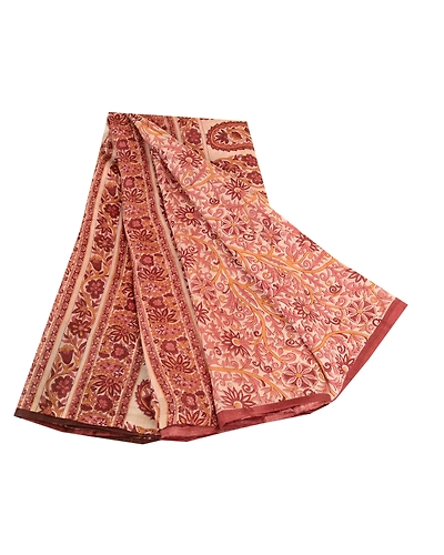 Sanskriti Vintage Purple Sarees Indian Pure Silk Printed Sari 5Yd Craft Fabric, PR-59678-Purple-Printed Floral Design-Pure Silk-6