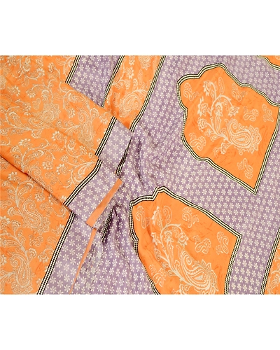 Sanskriti Vintage Sarees Orange Art Silk Indian Printed Sari Soft Craft Fabric, PR-59716-Orange-Printed Floral Design-Art Silk-1
