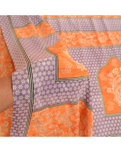 Sanskriti Vintage Sarees Orange Art Silk Indian Printed Sari Soft Craft Fabric, PR-59716-Orange-Printed Floral Design-Art Silk-5