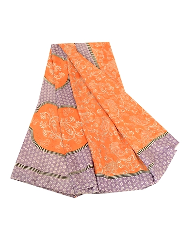 Sanskriti Vintage Sarees Orange Art Silk Indian Printed Sari Soft Craft Fabric, PR-59716-Orange-Printed Floral Design-Art Silk-6