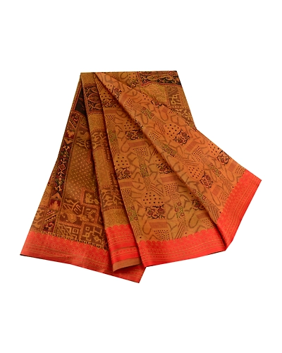 Sanskriti Vintage Sarees Green 100% Pure Silk Printed Sari Soft 5Yd Craft Fabric, PR-59725-Green-Printed Floral Design-Pure Silk-6