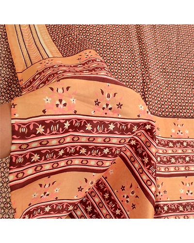 Sanskriti Vintage Brown Sarees 100% Pure Silk Printed Sari 5Yd Soft Craft Fabric, PR-59765-Brown-Printed Floral Design-Pure Silk-5