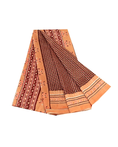 Sanskriti Vintage Brown Sarees 100% Pure Silk Printed Sari 5Yd Soft Craft Fabric, PR-59765-Brown-Printed Floral Design-Pure Silk-6