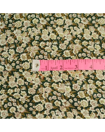 Sanskriti Vintage Sarees Indian Printed Green Blend Silk Sari 5Yd Craft Fabric, PR-59939-Green-Printed Floral Design-Blend Silk-1