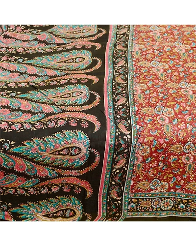 Sanskriti Vintage Sarees Dark Red Blend Silk Printed Sari Floral Craft Fabric, PR-59990-Dark Red-Printed Floral Design-Blend Silk-3