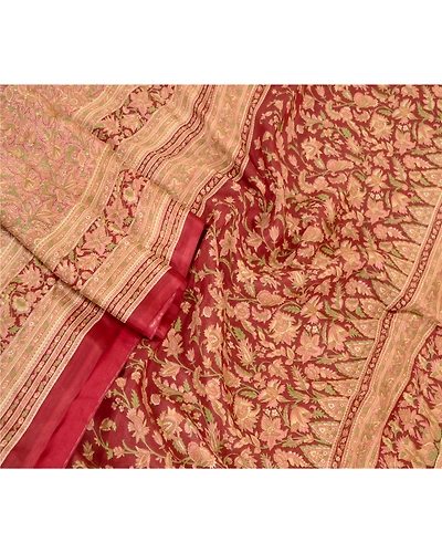 Sanskriti Vintage Sarees Printed Multi 100% Pure Silk Sari Soft 5Yd Craft Fabric, PR-60567-Multi-Printed Floral Design-Pure Silk-1