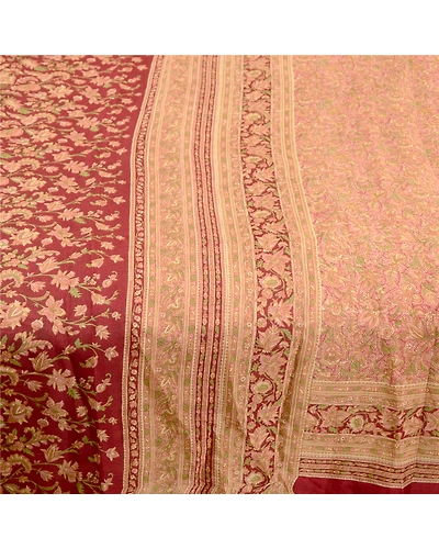 Sanskriti Vintage Sarees Printed Multi 100% Pure Silk Sari Soft 5Yd Craft Fabric, PR-60567-Multi-Printed Floral Design-Pure Silk-3
