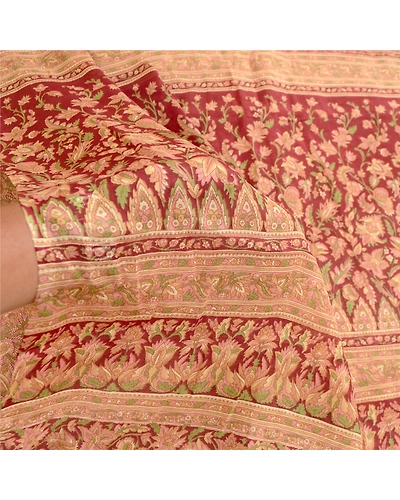 Sanskriti Vintage Sarees Printed Multi 100% Pure Silk Sari Soft 5Yd Craft Fabric, PR-60567-Multi-Printed Floral Design-Pure Silk-5