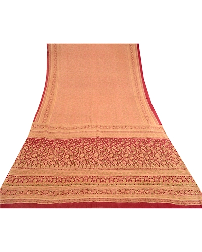 Sanskriti Vintage Sarees Printed Multi 100% Pure Silk Sari Soft 5Yd Craft Fabric, PR-60567-Multi-Printed Floral Design-Pure Silk-7