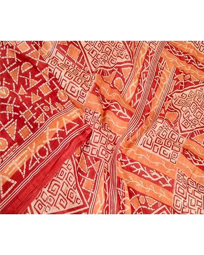 Sanskriti Vintage Sarees Red 100% Pure Silk Printed Sari Geometric Craft Fabric, PR-60594-Red-Printed Floral Design-Pure Silk-1
