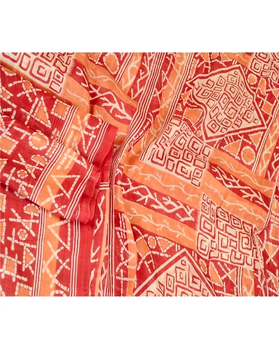 Sanskriti Vintage Sarees Red 100% Pure Silk Printed Sari Geometric Craft Fabric, PR-60594-Red-Printed Floral Design-Pure Silk-2