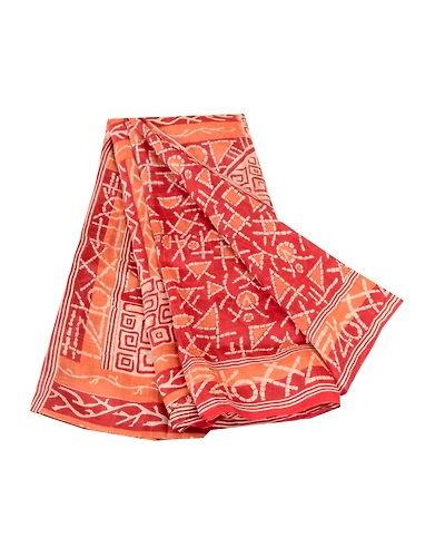 Sanskriti Vintage Sarees Red 100% Pure Silk Printed Sari Geometric Craft Fabric, PR-60594-Red-Printed Floral Design-Pure Silk-6