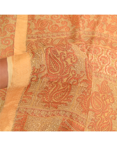 Sanskriti Vintage Sarees Green 100% Pure Silk Printed Sari Floral Craft Fabric, PR-60595-Green-Printed Floral Design-Pure Silk-5