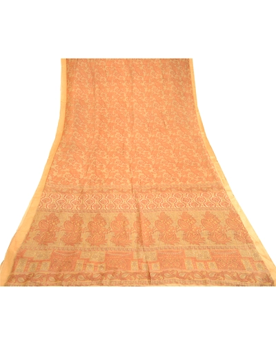 Sanskriti Vintage Sarees Green 100% Pure Silk Printed Sari Floral Craft Fabric, PR-60595-Green-Printed Floral Design-Pure Silk-7