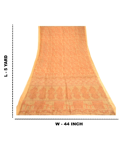 Sanskriti Vintage Sarees Green 100% Pure Silk Printed Sari Floral Craft Fabric, PR-60595-Green-Printed Floral Design-Pure Silk-8