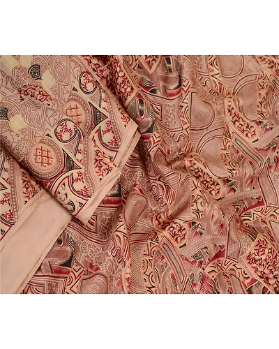 Sanskriti Vintage Sarees Mauve 100% Pure Silk Printed Sari Floral Craft Fabric, PR-60598-Mauve-Printed Floral Design-Pure Silk-2