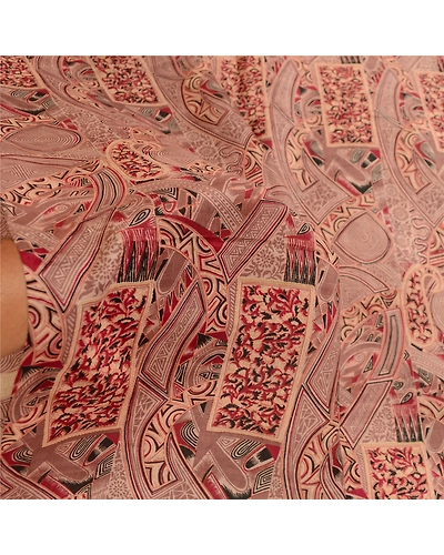 Sanskriti Vintage Sarees Mauve 100% Pure Silk Printed Sari Floral Craft Fabric, PR-60598-Mauve-Printed Floral Design-Pure Silk-5